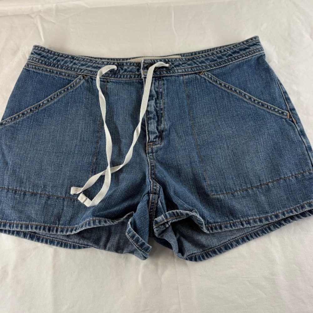 Gap Jeans Womens 8 Utility Denim Shorts Drawstring Medium Wash 100% Cotton 5102